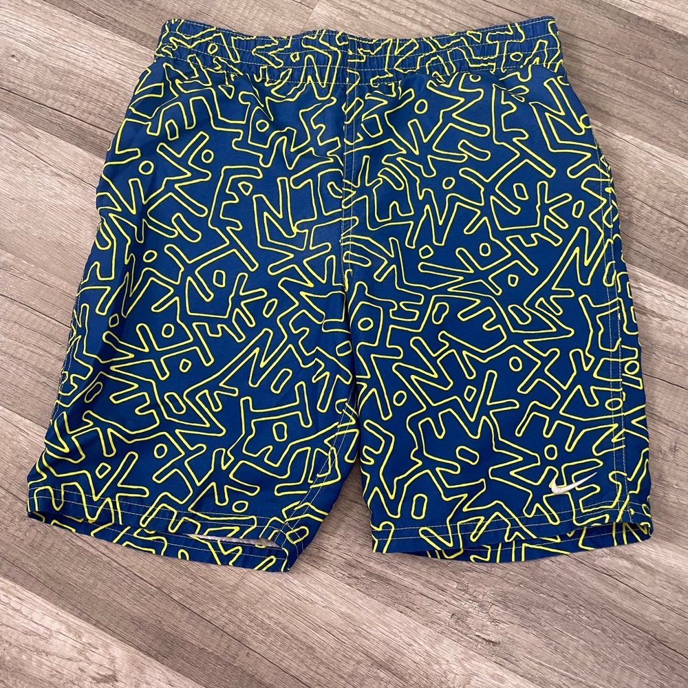 Nike Blue and Yellow Abstract Pattern Shorts